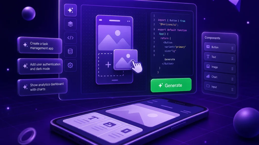 hostinger horizons ai app builder concept image